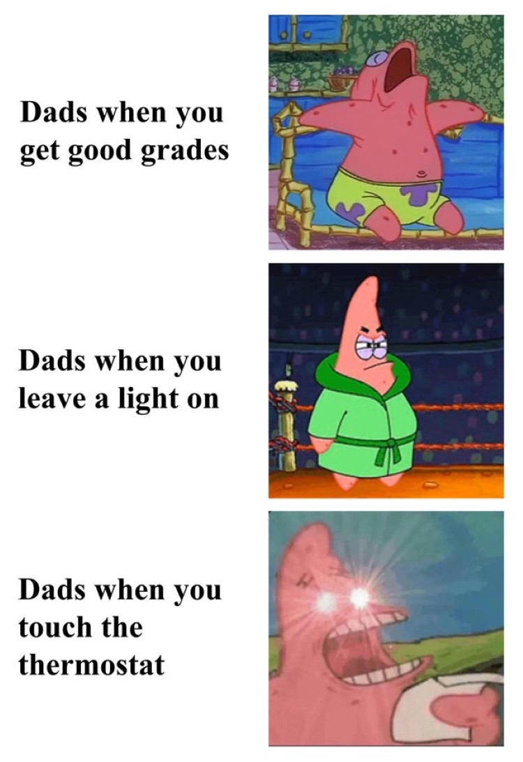 Getting good grades Patrick dad meme