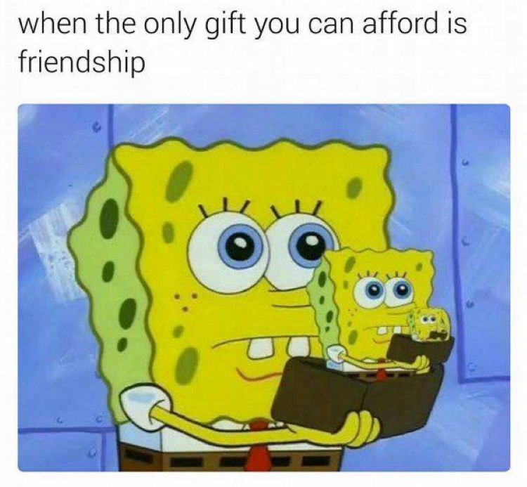 Frienship SpongeBob in wallet meme