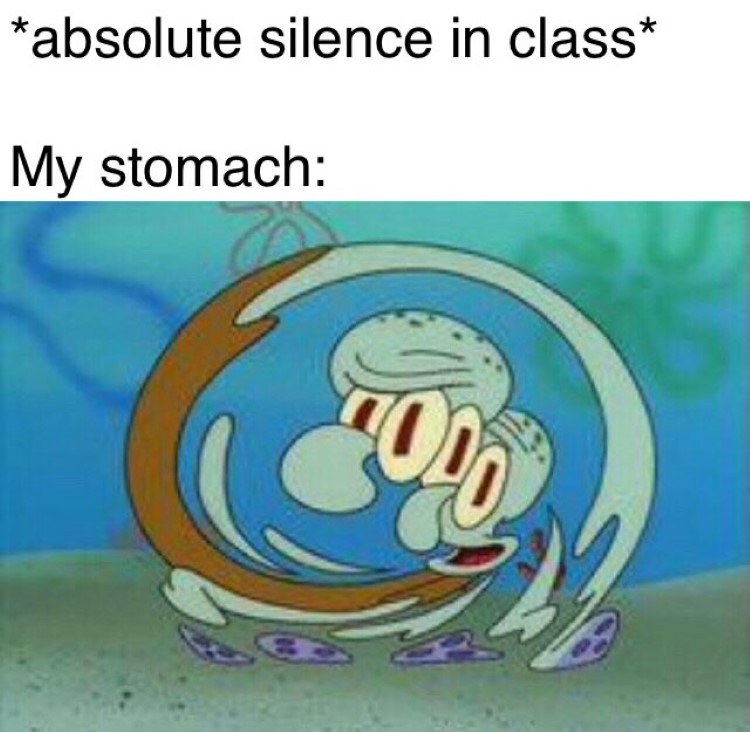 Stomach hungry meme Squidward