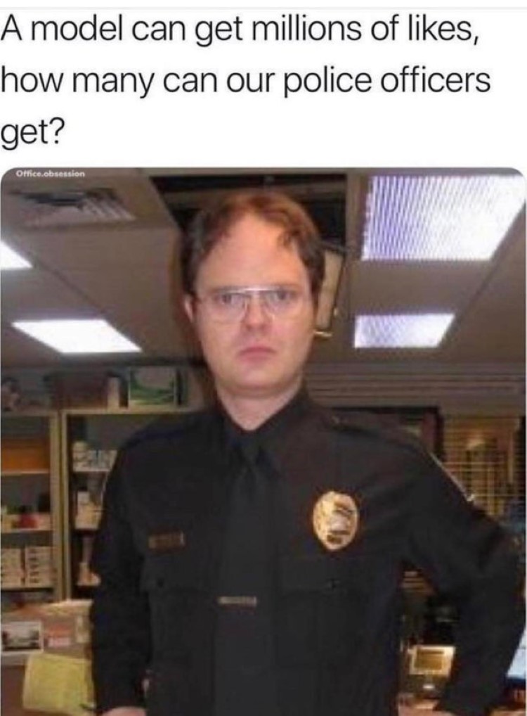 Dwight as uniform officer meme