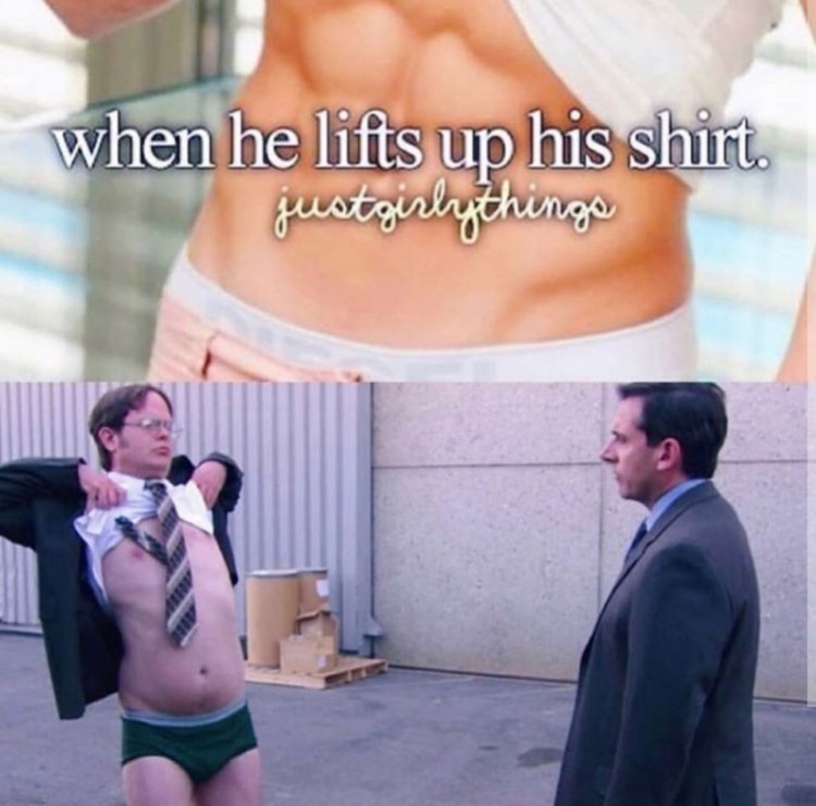 Dwight lifts up his shirt