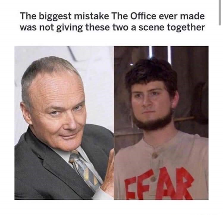 Creed and Dwight cousin meme