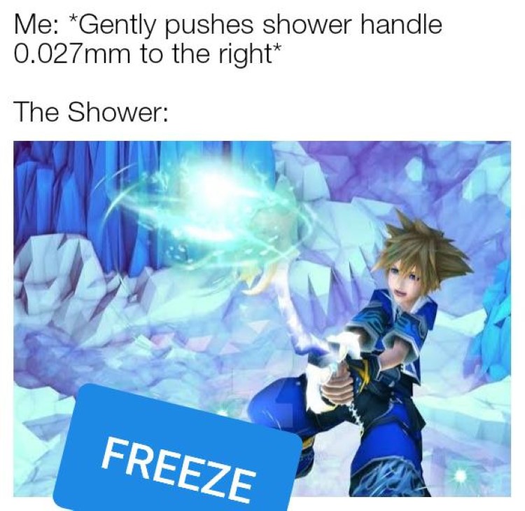 Shower is freezing meme