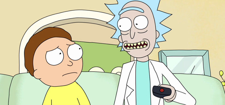 Rick and Morty sitting on the couch