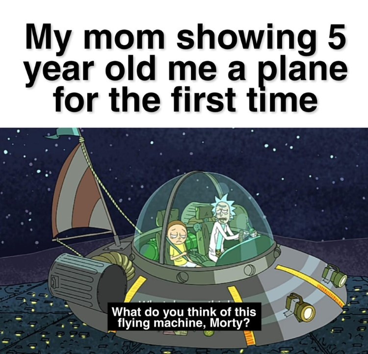 Showing a baby a plane Rick Morty meme