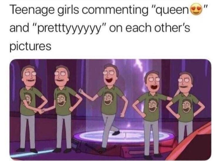 Teenage girls saying queen meme