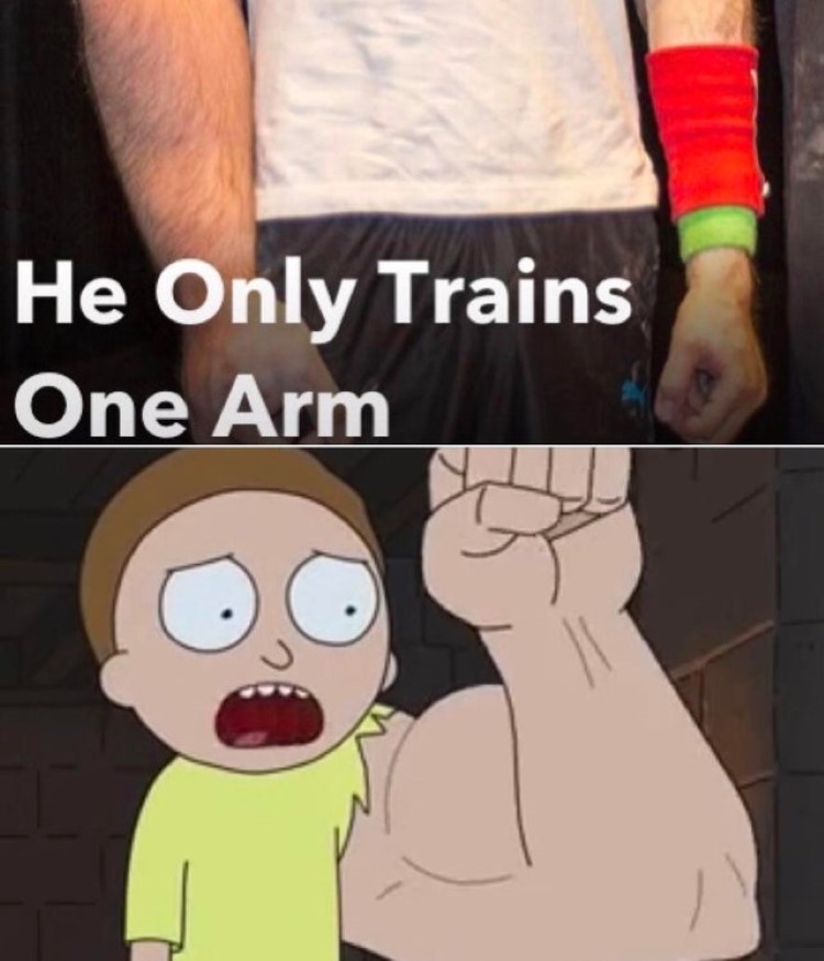 Only trains one arm Morty meme