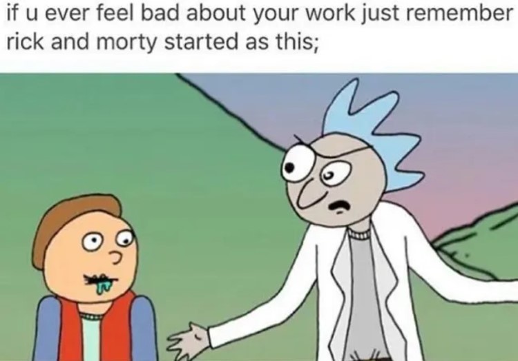 Early Rick and Morty art joke