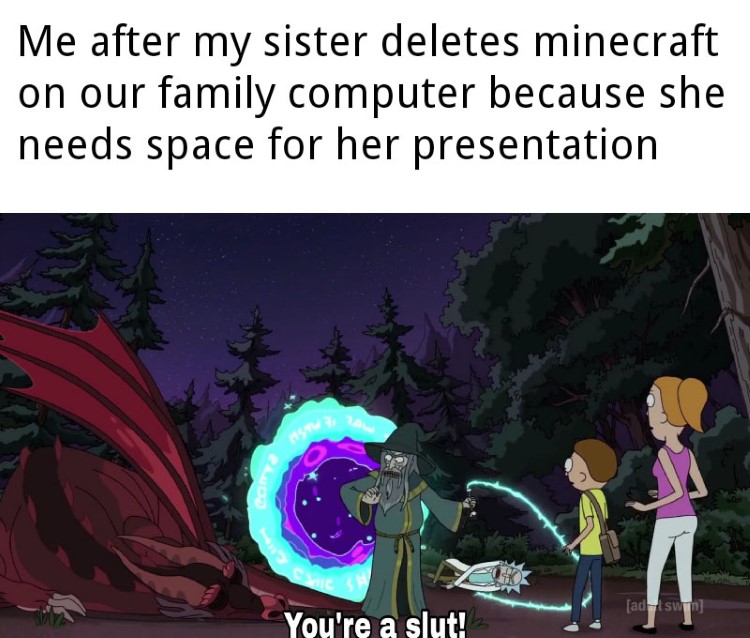 Sister deletes Minecraft Rick angry meme