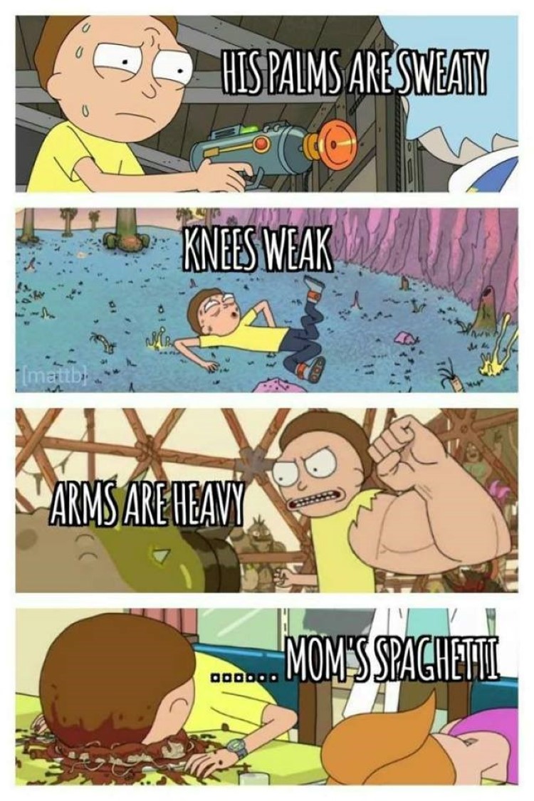 Knees weak arms are heavy Rick Morty meme