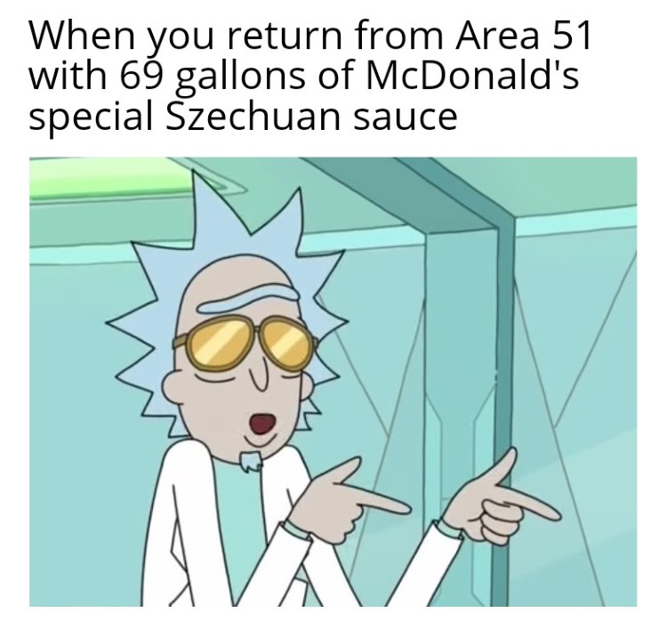 Area 51 leaving with Szechuan sauce meme