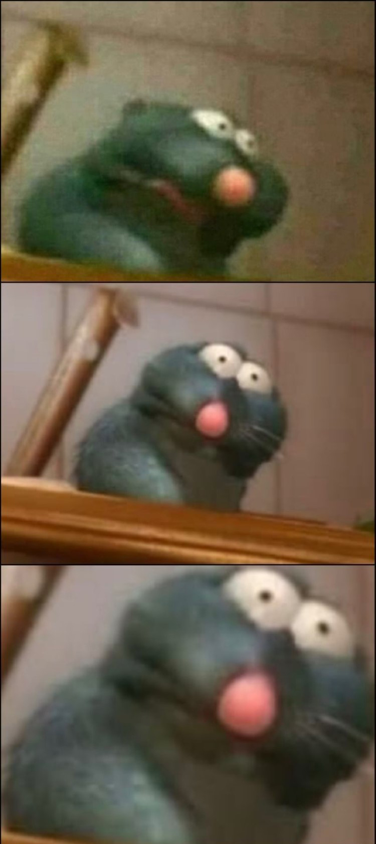 Ratatouille with big cheeks meme.