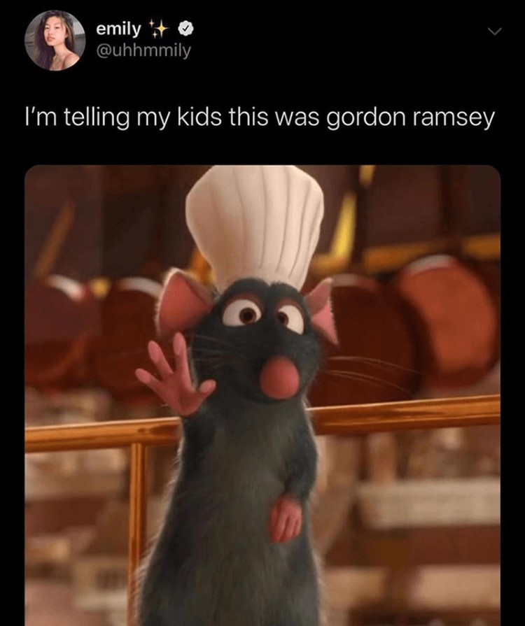 Im telling my kids this was gordon ramsey - Ratatouille mouse meme