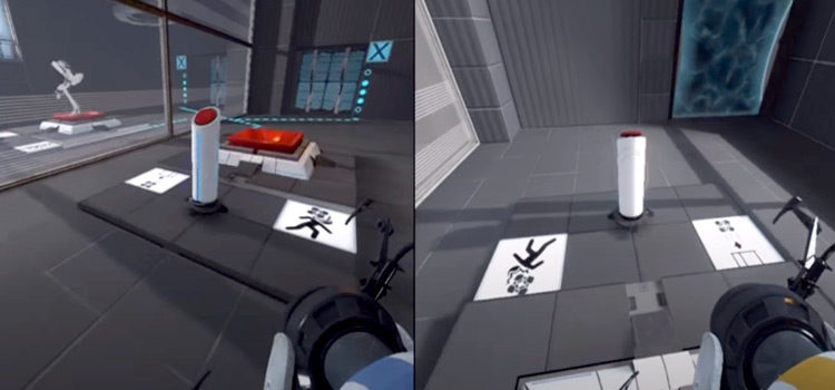 Portal 2 split-screen coop multiplayer screenshot (PS3)