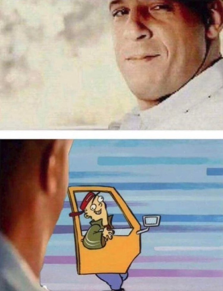 Ed driving just a door meme