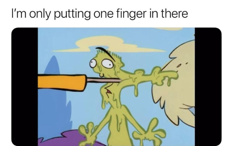 Putting one finger in nose meme