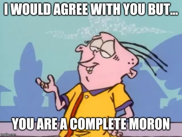 Eddy meme, I would agree with you but youre a moron