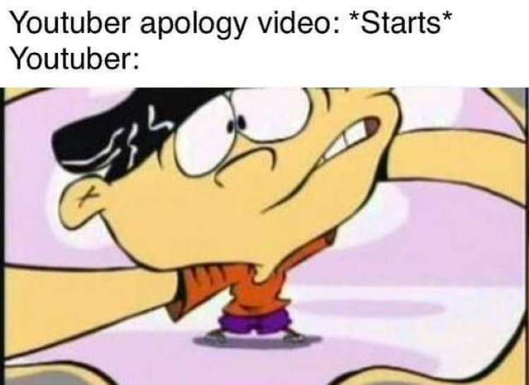 YouTuber apology video meme, EEnE screenshot
