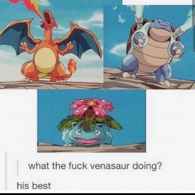 What is Venasaur doing? His best.