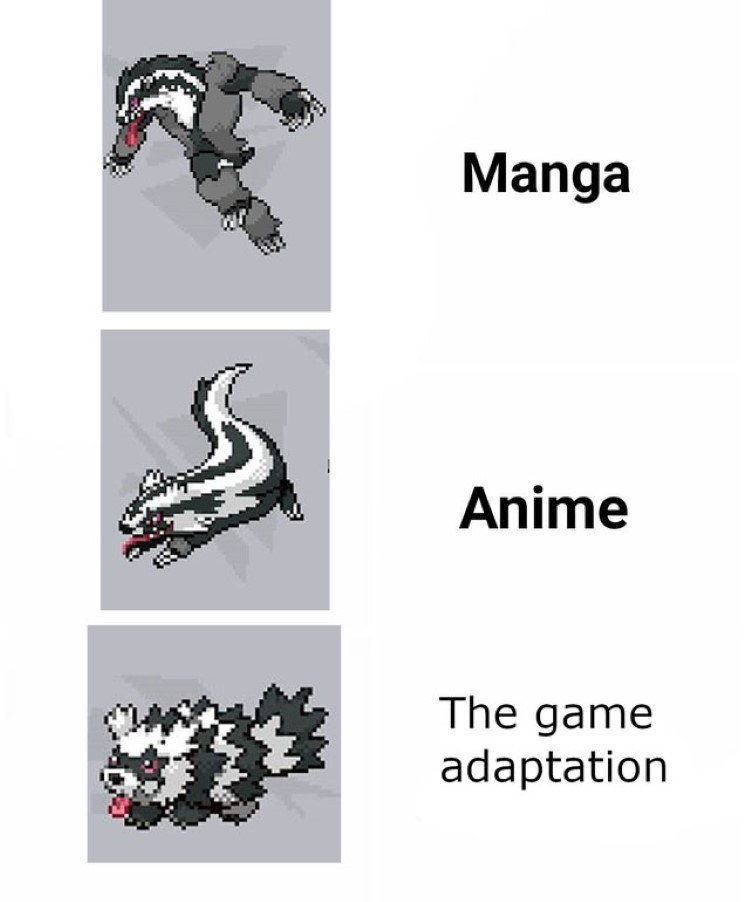 Manga, Anime, Game adaptation Pokemon meme