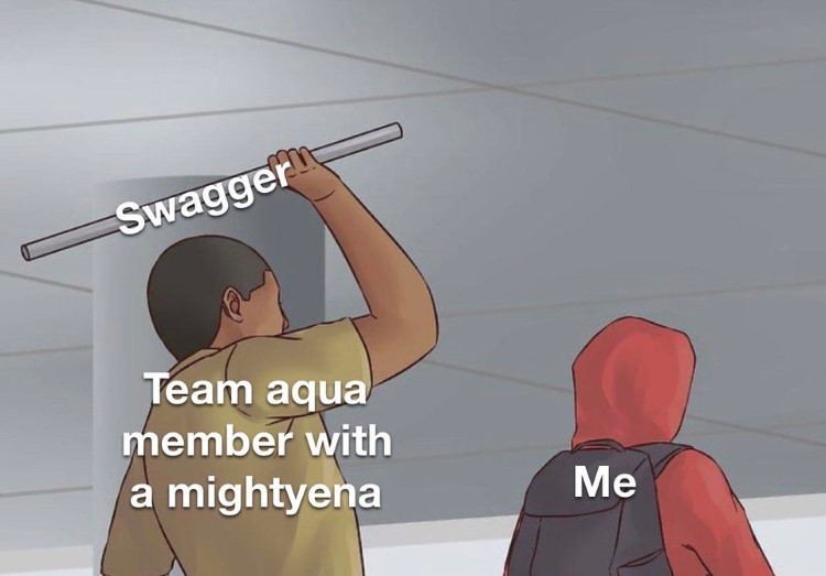 Team Aqua with a Mightyena