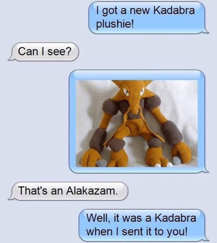 Kadabra plushie sending trading meme