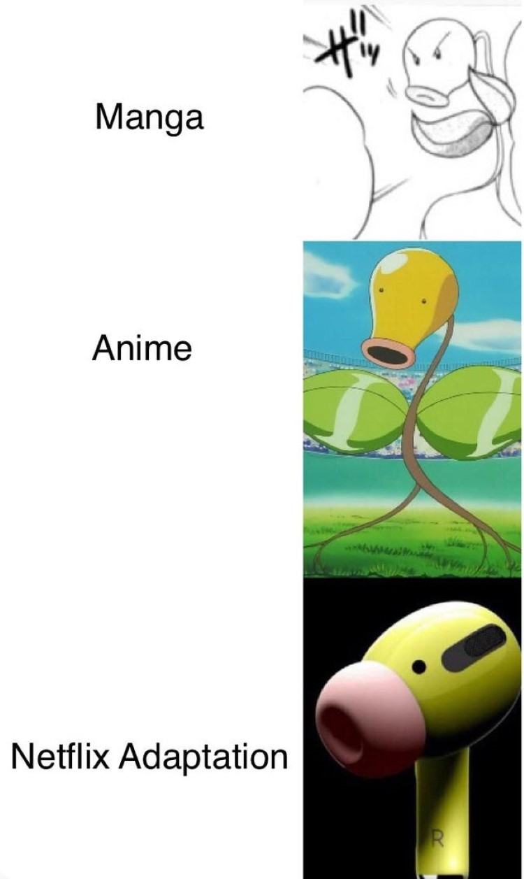 Manga, Anime, Netflix adaptation - Bellsprout Pokemon meme