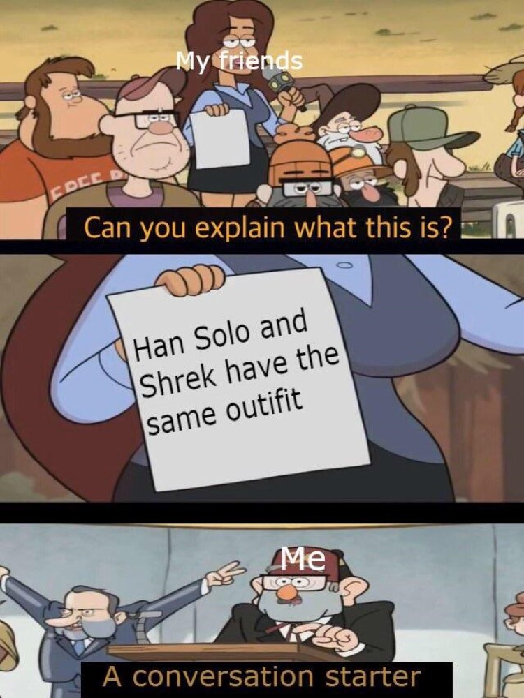 Han Solo and Shrek have same outfit