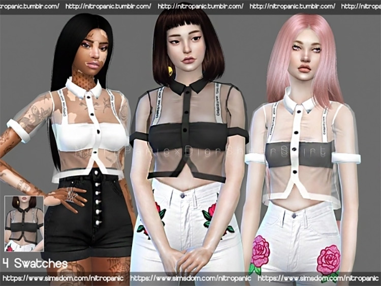 Dior Sheer Shirt / Sims 4 CC