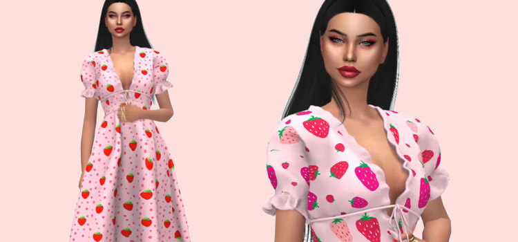 Strawberry Dress Design in The Sims 4