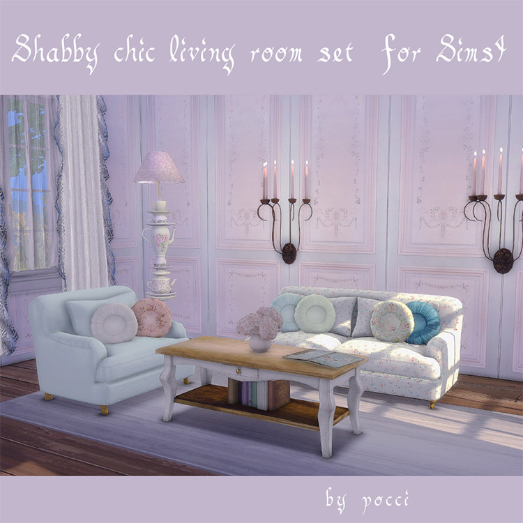 Shabby Chic Living Room Set / TS4 CC