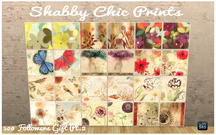 Boho & Shabby Chic Paintings / Sims 4 CC