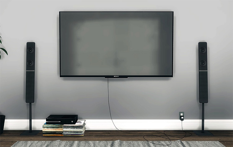 Sony KDL50W800B Wall Mounted TV for The Sims 4