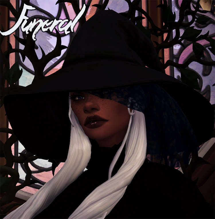 Funeral and Enchant Veiled Hat CC for Sims 4