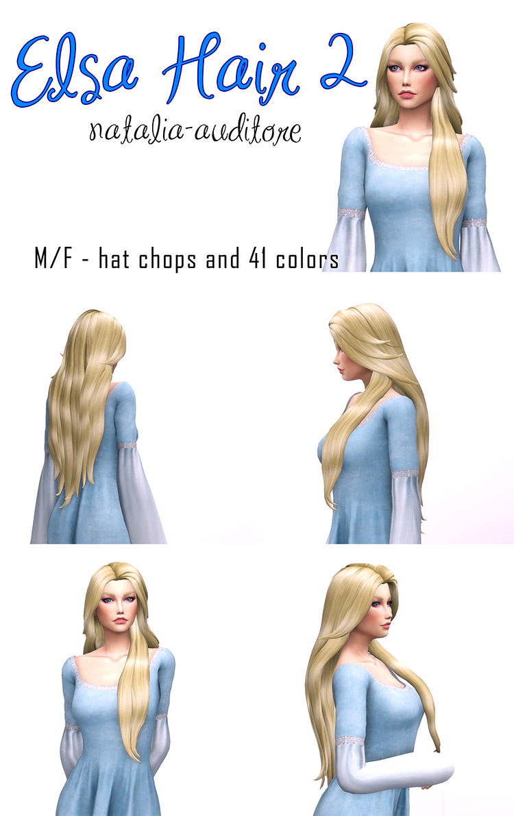 Elsa Hair #2 Straight Style / Sims 4 CC