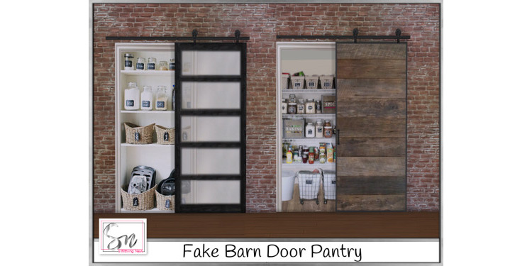 Fake Barn Door Pantry for The Sims 4