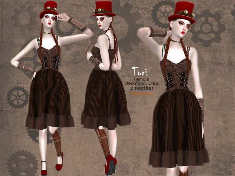 Tori Steampunk Dress for Sims 4