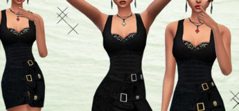 Tight Minidress with Clasps & Buckles / Sims 4 CC