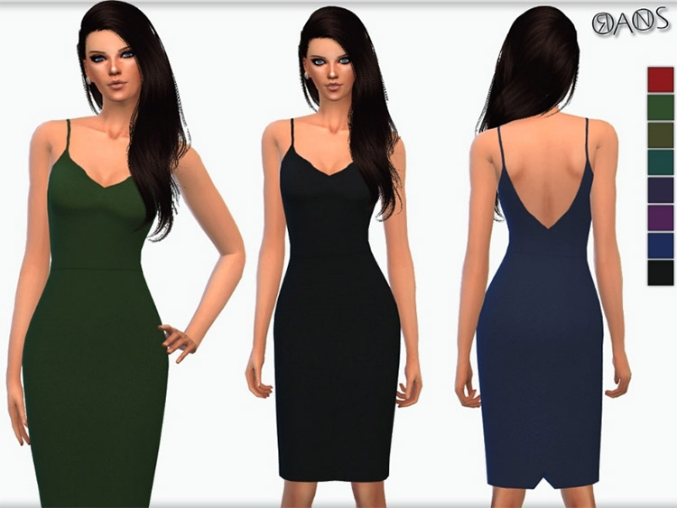 Cami Strap Slinky Dress CC / Sims 4
