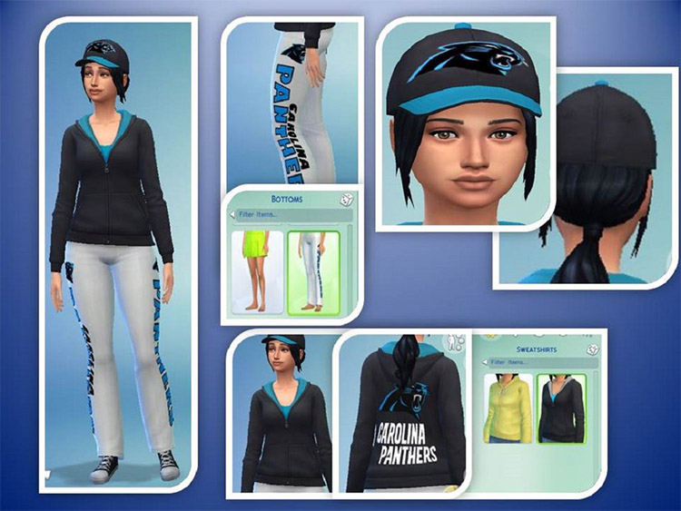 Carolina Panthers Outfit for Women / Sims 4 CC