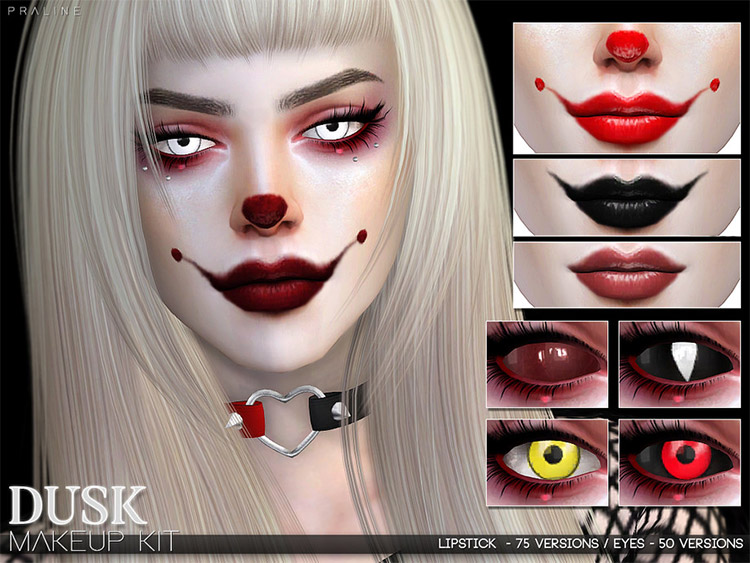 Dusk Makeup Clown CC Set / Sims 4
