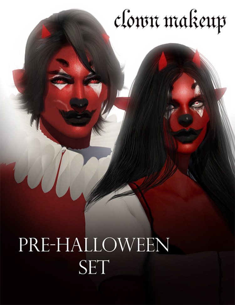 Dark Evil Clown Makeup Preview / Sims 4 CC