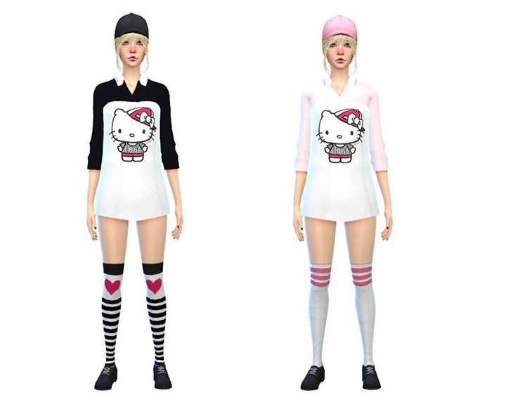 Hello Kitty Body Shirt for The Sims 4