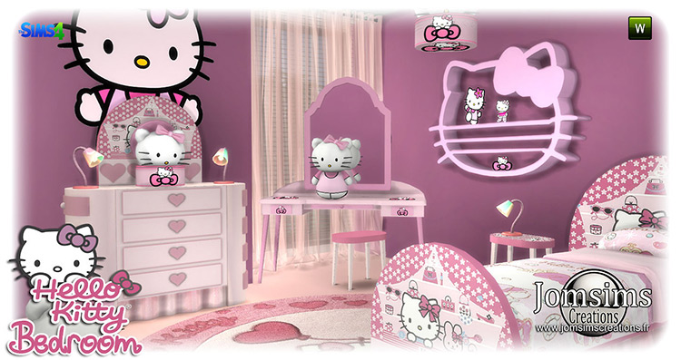 Hello Kitty Bedroom Set for The Sims 4