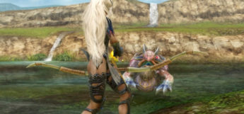 Fran battling a frog in Final Fantasy XII: The Zodiac Age
