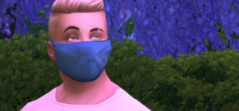 Guy wearing blue face mask in The Sims 4