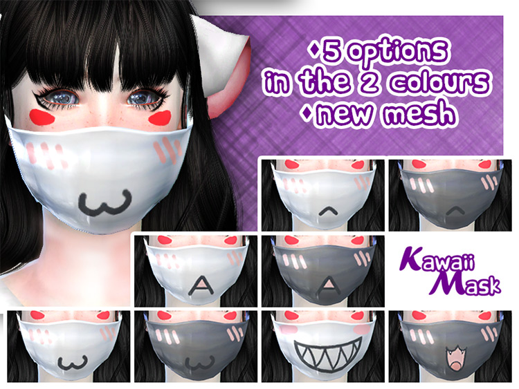 Kawaii Face Mask CC for The Sims 4