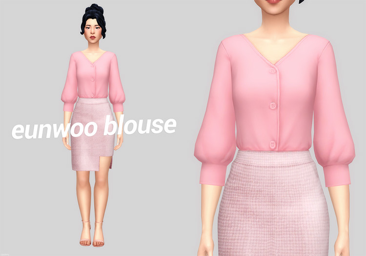Eunwoo Blouse Top for The Sims 4