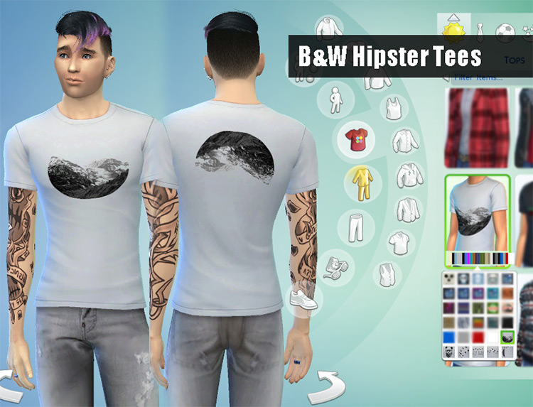 Sims B&W Hipster Tees for The Sims 4