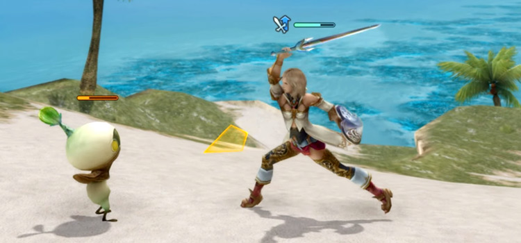 Ashe swinging sword as a knight in Final Fantasy XII: The Zodiac Age